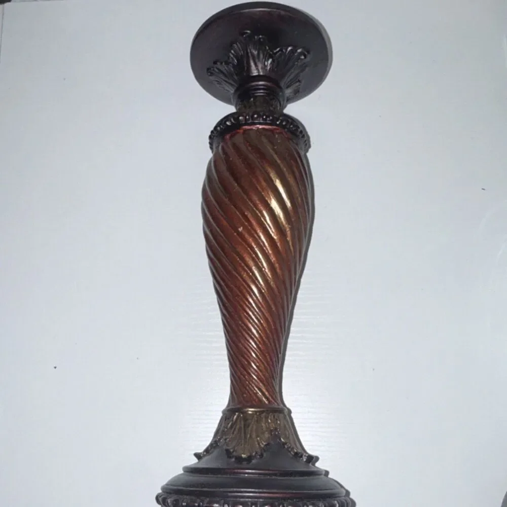 Swirl Pattern Traditional Candle Holder Bronze Gold Antique Finish Metal Resin